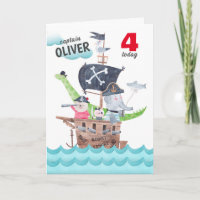 Funny Kids Pirate Animals Geburtstag Gruß