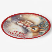 Funny Kids Santa Rudolph Holiday Party Plates Pappteller (Schrägansicht)