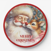 Funny Kids Santa Rudolph Holiday Party Plates Pappteller (Vorderseite)