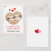 Funny Kids School Valentines (Sloth Hearts) Mitteilungskarte (Vorne/Hinten)