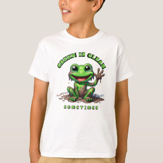 Funny kids t Shirt green ist sauber