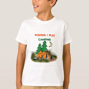 Funny Kids T - Shirt mit Camp Zelt und Raccoon
