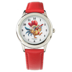 Funny Kids unisex rooster Name Armbanduhr