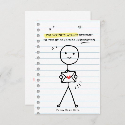 Funny Kids Valentine's Day Strichmännchen Spaß Kar Einladung (Vorne/Hinten)