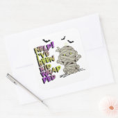 Funny Kidwrapped Mummy Baby Green/Lila ID683 Quadratischer Aufkleber (Umschlag)