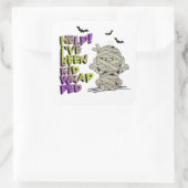 Funny Kidwrapped Mummy Baby Green/Lila ID683 Quadratischer Aufkleber (Tasche)