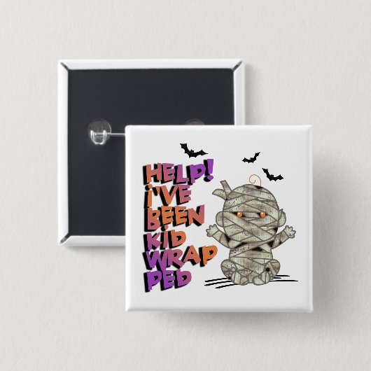 Funny Kidwrapped Mummy Baby Orange ID683 Button (Vorne & Hinten)