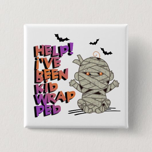 Funny Kidwrapped Mummy Baby Orange ID683 Button (Vorderseite)