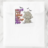 Funny Kidwrapped Mummy Baby Orange/Lila ID683 Quadratischer Aufkleber (Tasche)