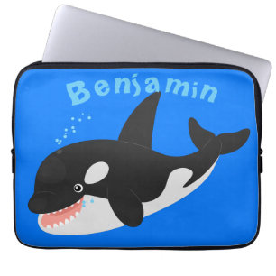 Funny killer whale orca cute cartoon illustration laptopschutzhülle