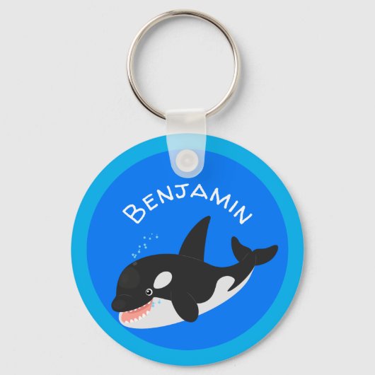 Funny killer whale orca cute cartoon illustration schlüsselanhänger (Vorderseite)