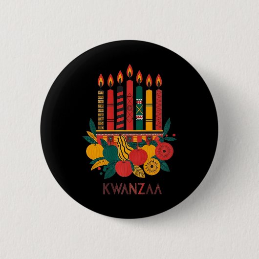 Funny Kinara Seven Candles Kwanzaa Feier 1 Button (Vorderseite)