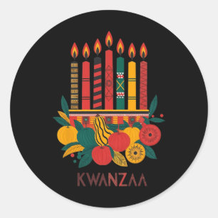 Funny Kinara Seven Candles Kwanzaa Feier 2 Runder Aufkleber