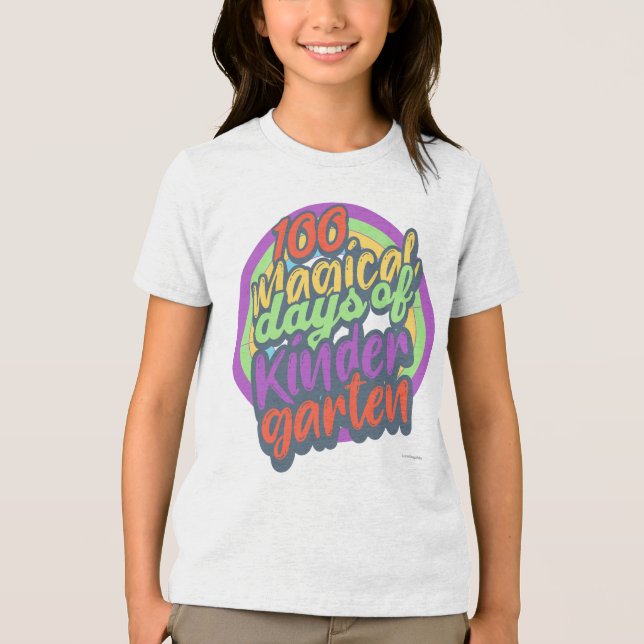 Funny Kindergarten 100th Day Sparkle Teacher Class Tri-Blend Shirt (Vorderseite)