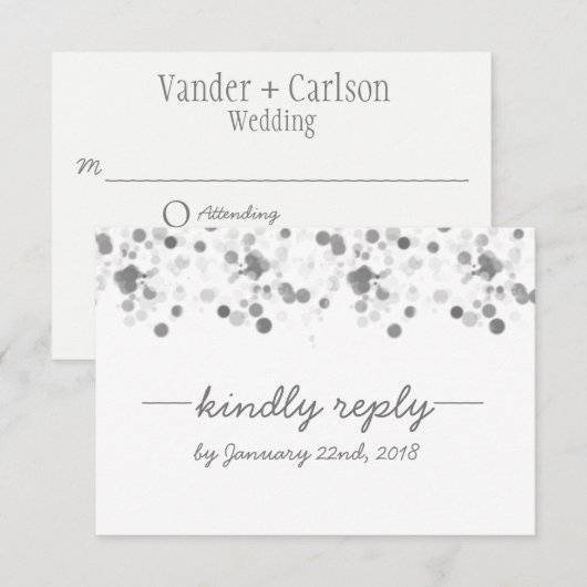 Funny Kindly Reply Polka Dots Wedding RSVP Card Karte (Vorne/Hinten)