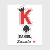 Funny King Letter K Card Crown Symbol Individuelle Aufkleber (Blatt)