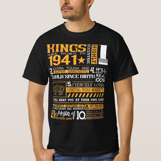 Funny Kings Geboren 1941 , 1941 Happy Brithday Gif T-Shirt (Vorderseite)
