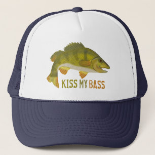 Funny Kiss meinen Bass Fish Fish Angeln Angeln Spa Truckerkappe