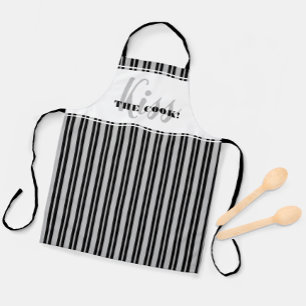 Funny Kiss The Cook Moderner Spaß Schwarz-weiß Gra Schürze