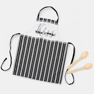 Funny Kiss The Cook Moderner Spaß Schwarz-weiß Gra Schürze
