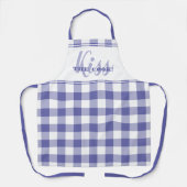 Funny Kiss The Cook Zitat Gingham Karo Periwinkle Schürze (Vorderseite)