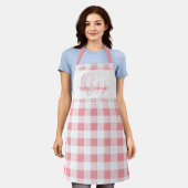 Funny Kiss The Cook Zitat Gingham Karo Pink Girly Schürze (Getragen)