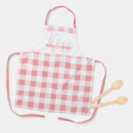 Funny Kiss The Cook Zitat Gingham Karo Pink Girly Schürze