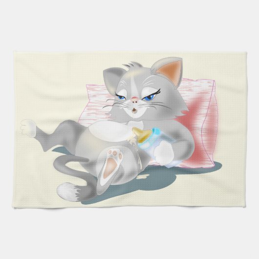 Funny Kitchen Handtuch mit Baby Cat - individuell (Horizontal)
