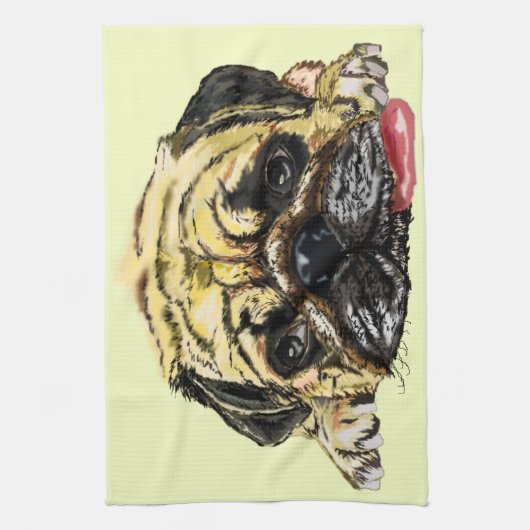 Funny Kitchen Handtuch mit Mops Dog - Ihre Farben (Vertikal)