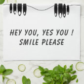 Funny Kitchen Handtuch Neugier Augen - Custom Text (Gefaltet)