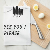 Funny Kitchen Handtuch Neugier Augen - Custom Text (Viertel Falte)