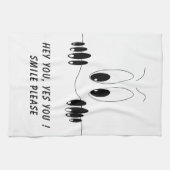 Funny Kitchen Handtuch Neugier Augen - Custom Text (Horizontal)