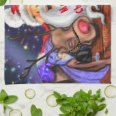Funny Kitchen Handtuch Santa mit Rentieren (Gefaltet)