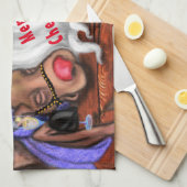 Funny Kitchen Handtuch Santa mit Rentieren (Viertel Falte)