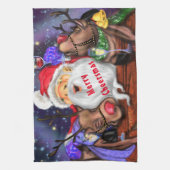 Funny Kitchen Handtuch Santa mit Rentieren (Vertikal)