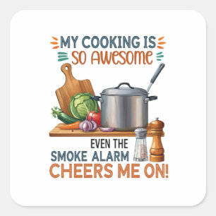 Funny Kitchen Quote Design (2) Quadratischer Aufkleber