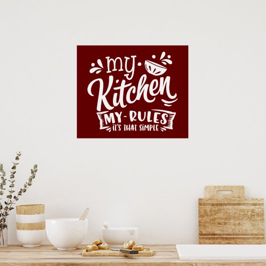 funny kitchen rules word art poster (Küche)