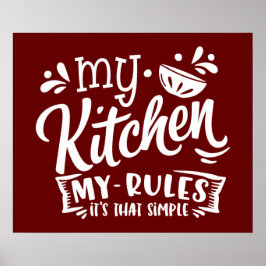 funny kitchen rules word art poster