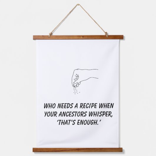 Funny Kitchen Tapestral - Kochweisheit im Vorfeld Wandteppich Mit Holzrahmen (Vorderseite)