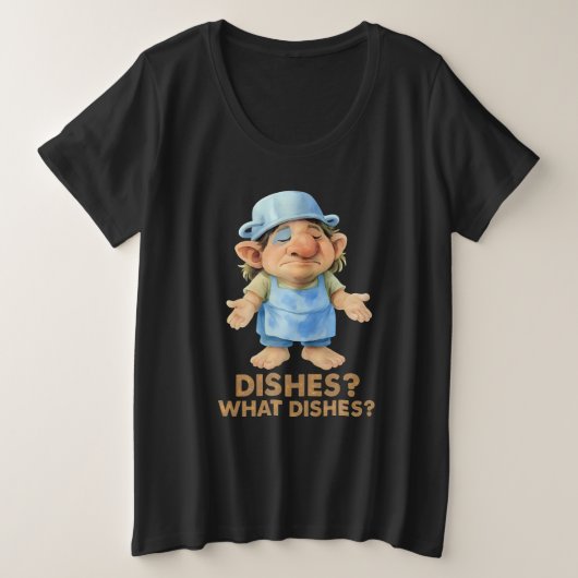 Funny Kitchen Troll - Geschirr? Welche Geschirr? K Große Größe T-Shirt (Design vorne)