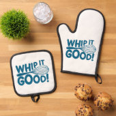 Funny Kitchen Whip It Good Chef Cooking Lover Ofenhandschuh & Topflappen-Set (Oben Unten)