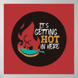 Funny Kitchen Zitat Es wird heiße Retro Farbe Poster