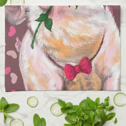 Funny Kitetücher Gentleman Pig mit Rose Geschirrtuch (Gefaltet)