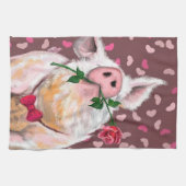 Funny Kitetücher Gentleman Pig mit Rose Geschirrtuch (Horizontal)