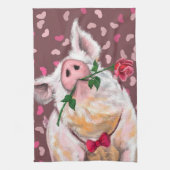 Funny Kitetücher Gentleman Pig mit Rose Geschirrtuch (Vertikal)