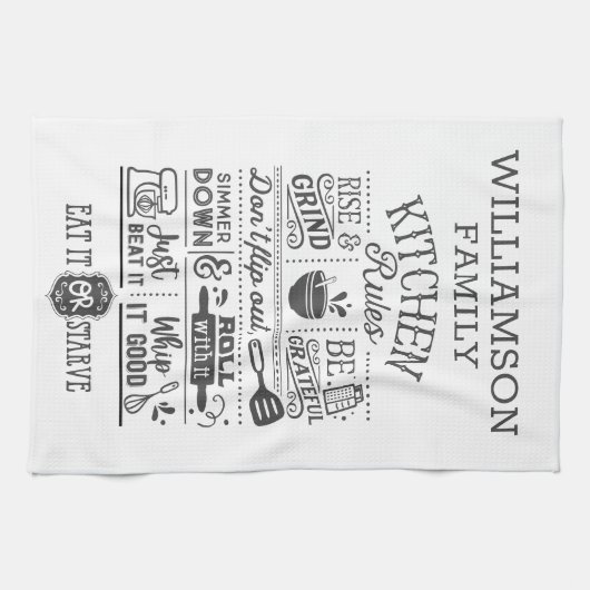 Funny KitRules Subway Art Personalisiert Geschirrtuch (Horizontal)