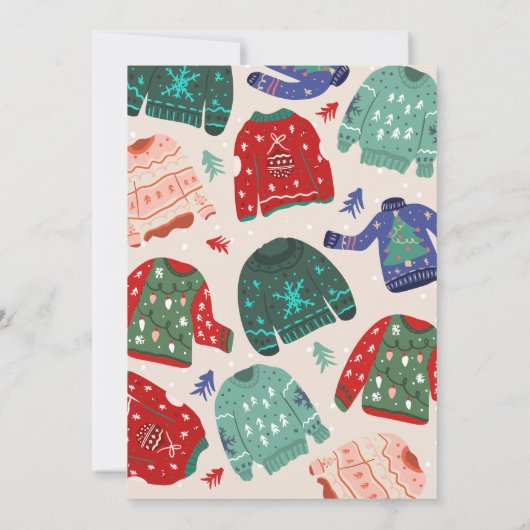 Funny kitschig hässlich Sweater beige Firmenweihna Einladung (Rückseite)