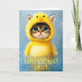 Funny Kitten als gelbe Ente DL4R-Name verkleidet Karte (Vorderseite)