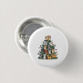 Funny Kitten Christmas Tree Cat Pet Animal Lover Button (Vorne & Hinten)