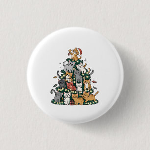Funny Kitten Christmas Tree Cat Pet Animal Lover Button